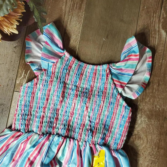 NWT Tommy Bahama Striped Sleeveless Girl Summer Dress Size 5 Blue Pink - Picture 6 of 13